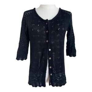 Vintage black casual corner sweater cardigan